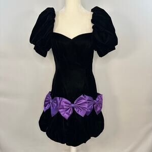 Vintage 1980’s Velvet and Bows Formal Dress with Balloon Hem